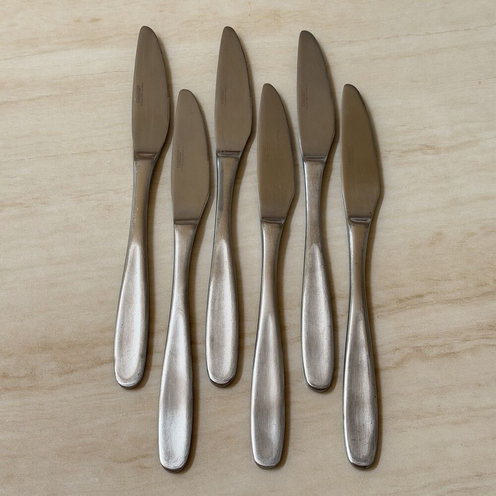 6pc Cambridge Serrated Dinner Knives 9 1/4 in 18/8 CBS121 Stainless Glossy